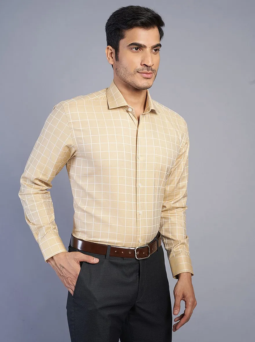 Golden Checked Regular Fit Formal Shirt | JadeBlue