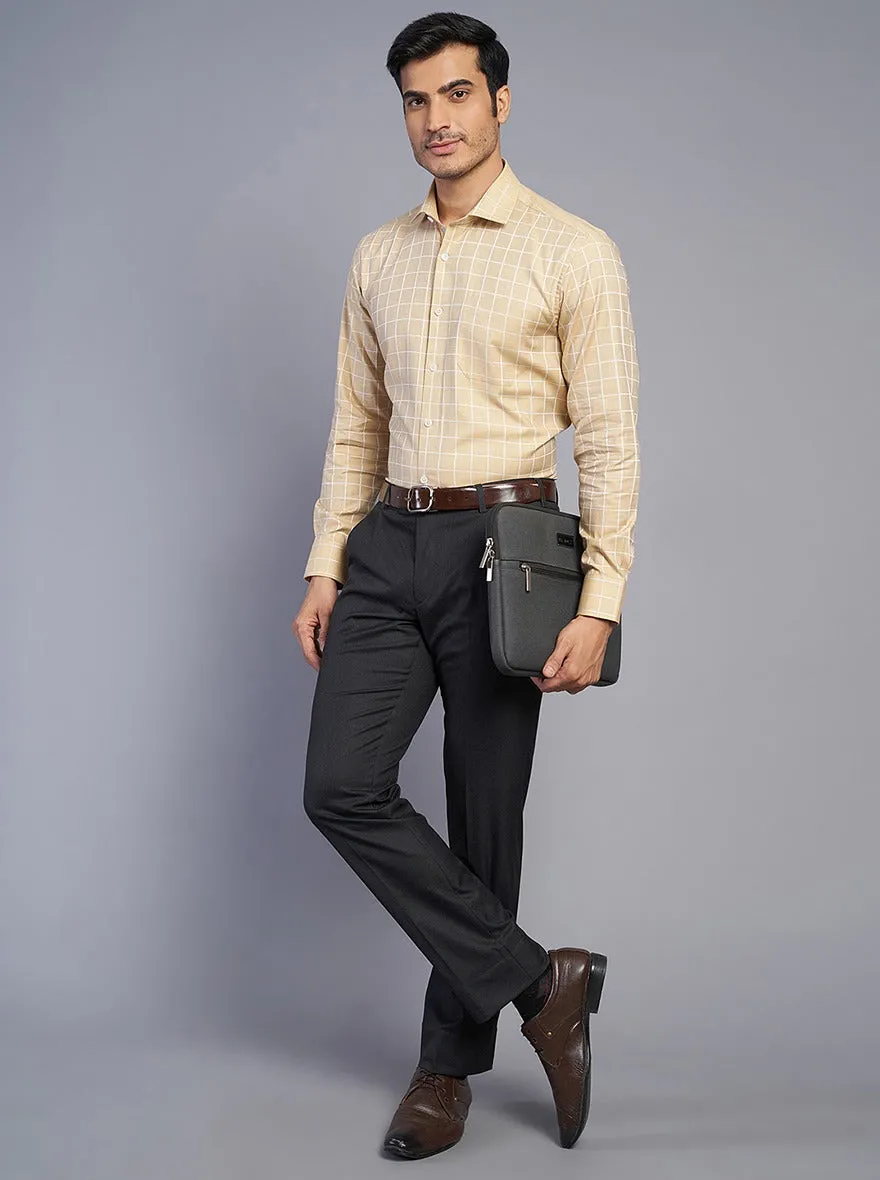 Golden Checked Regular Fit Formal Shirt | JadeBlue