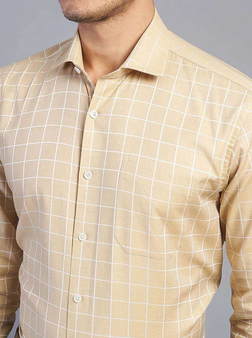 Golden Checked Regular Fit Formal Shirt | JadeBlue