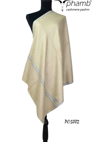 Hand Embroidered Pashmina Shawl Natural 5002