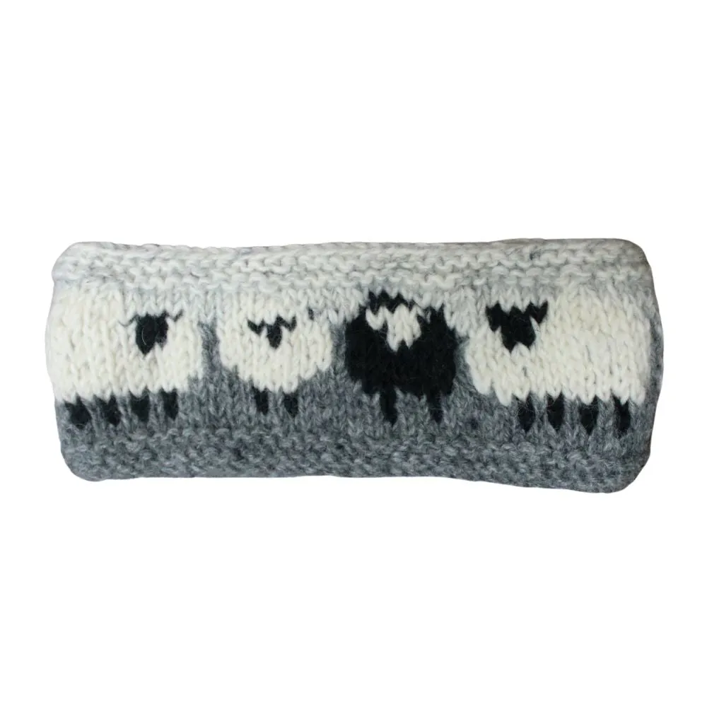 hand-knitted sheep wool headband