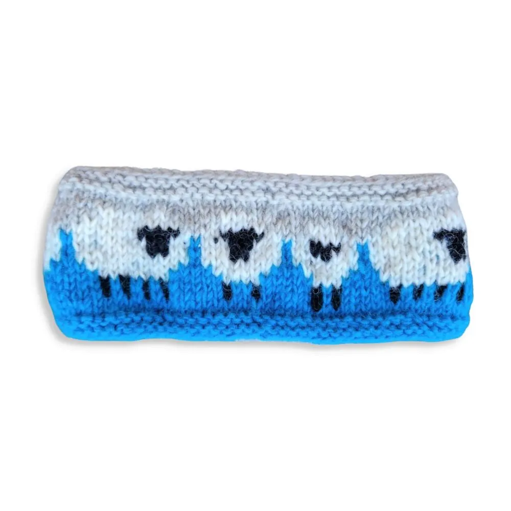 hand-knitted sheep wool headband