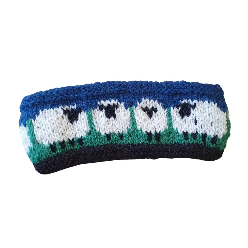 hand-knitted sheep wool headband