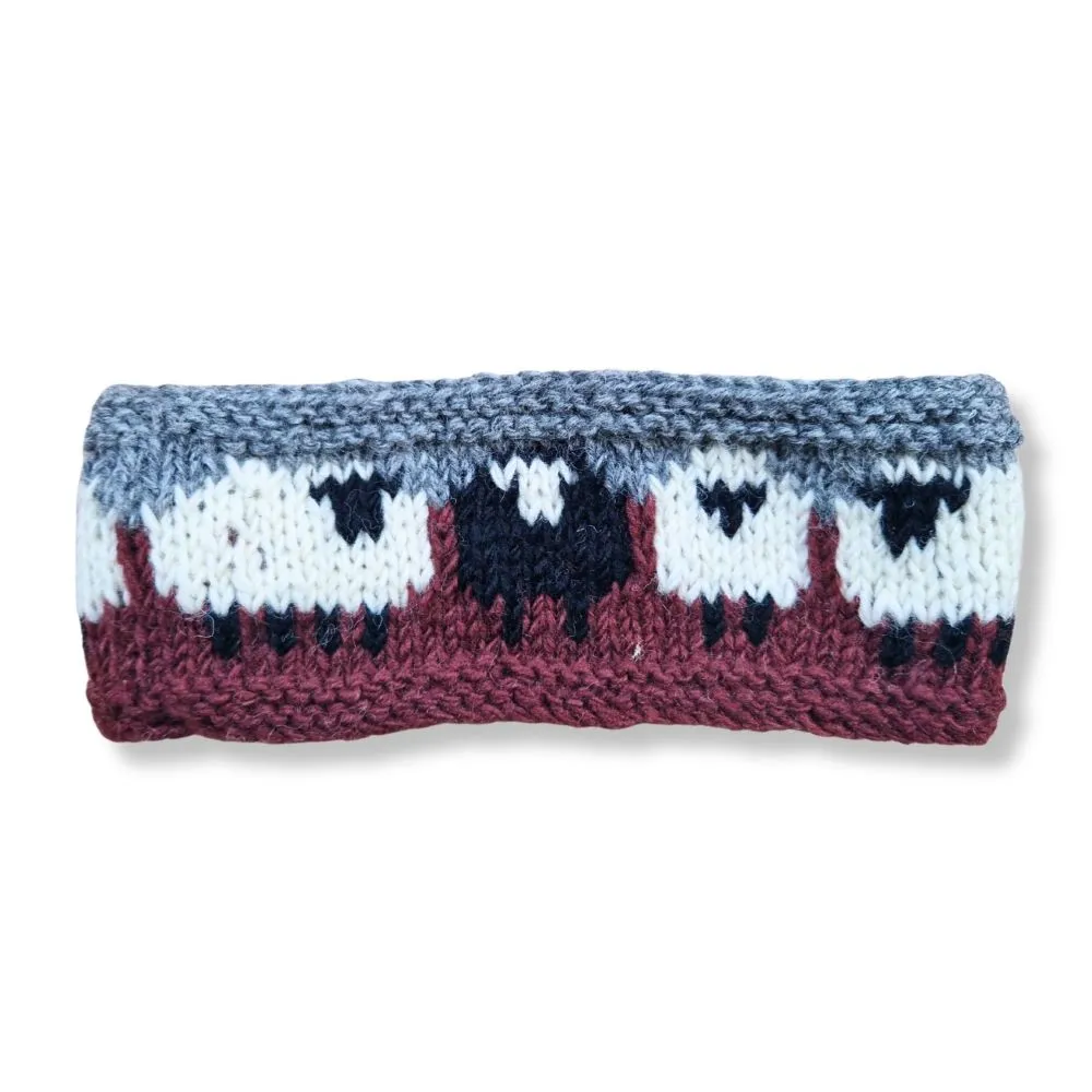 hand-knitted sheep wool headband