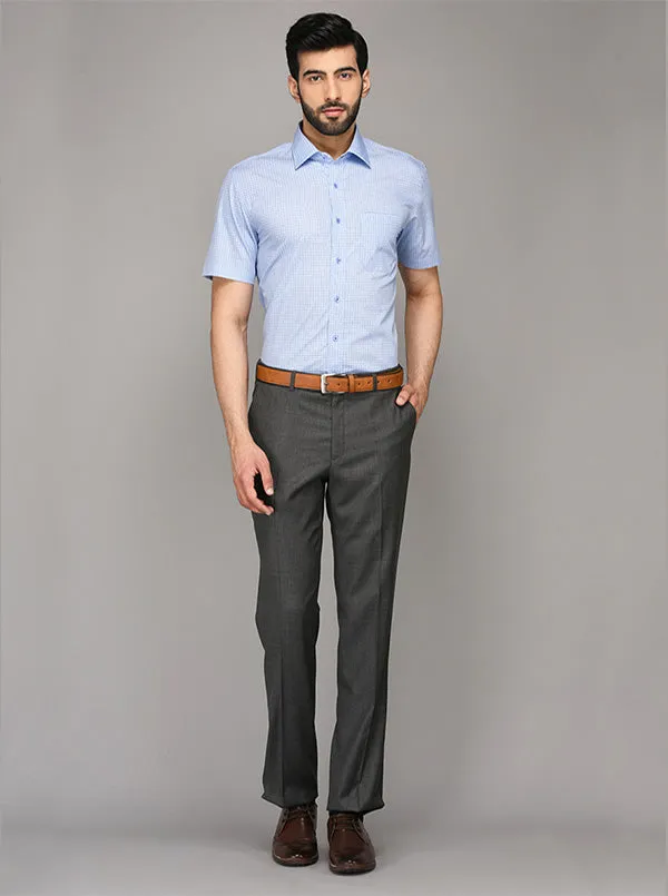 JadeBlue Light Blue Checked Regular Fit Formal Shirt