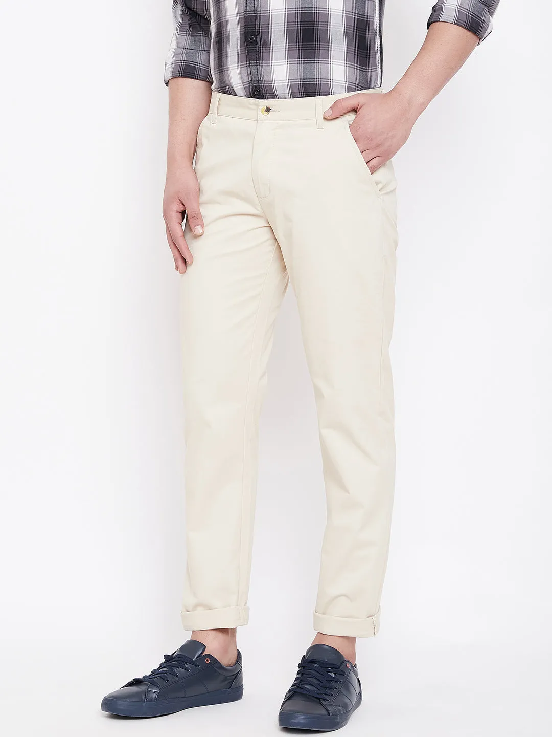 JUMP USA Men Beige Casual Regular Fit Trousers