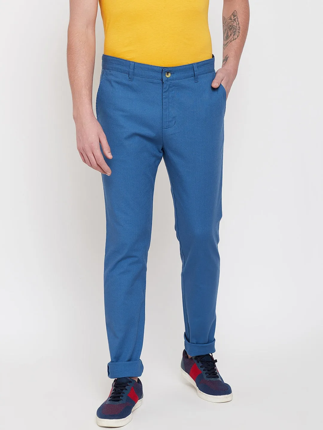 JUMP USA Men Blue Casual Slim Fit Trousers