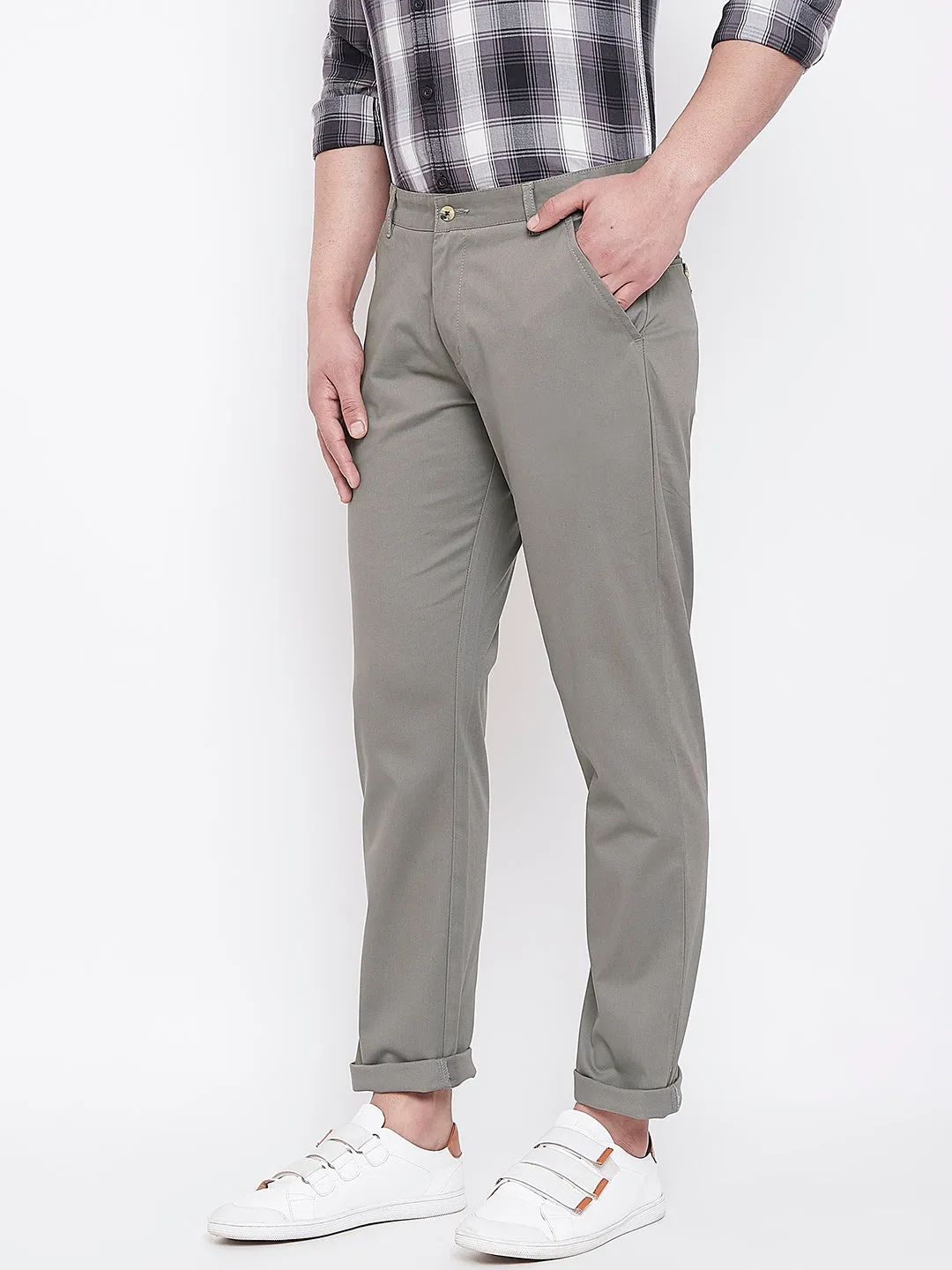 JUMP USA Men Grey Casual Regular Fit Trousers