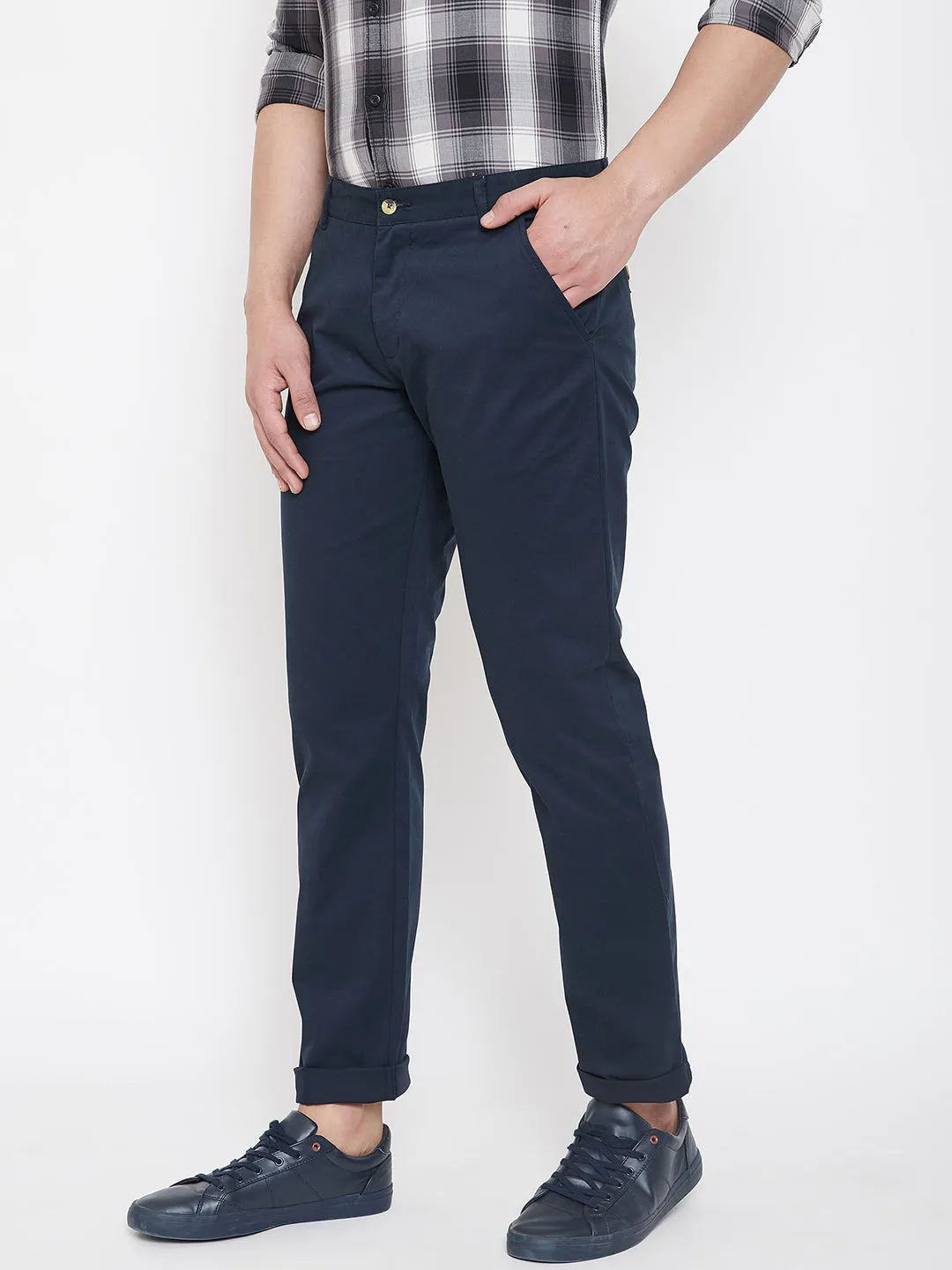 JUMP USA Men Navy Blue Casual Regular Fit Trousers