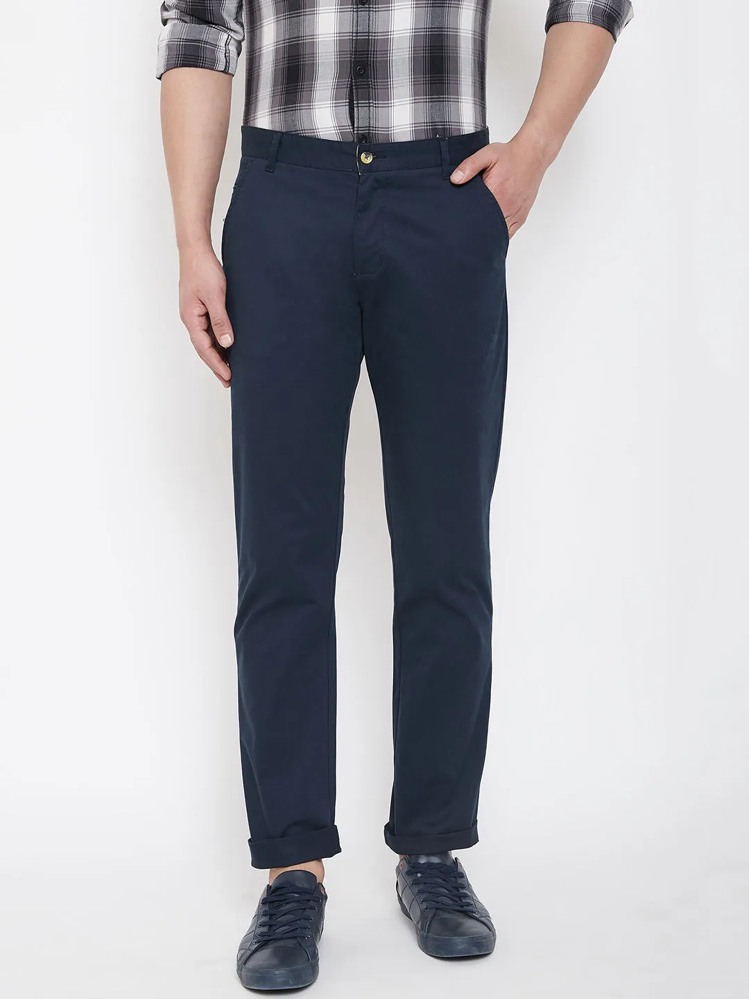 JUMP USA Men Navy Blue Casual Regular Fit Trousers