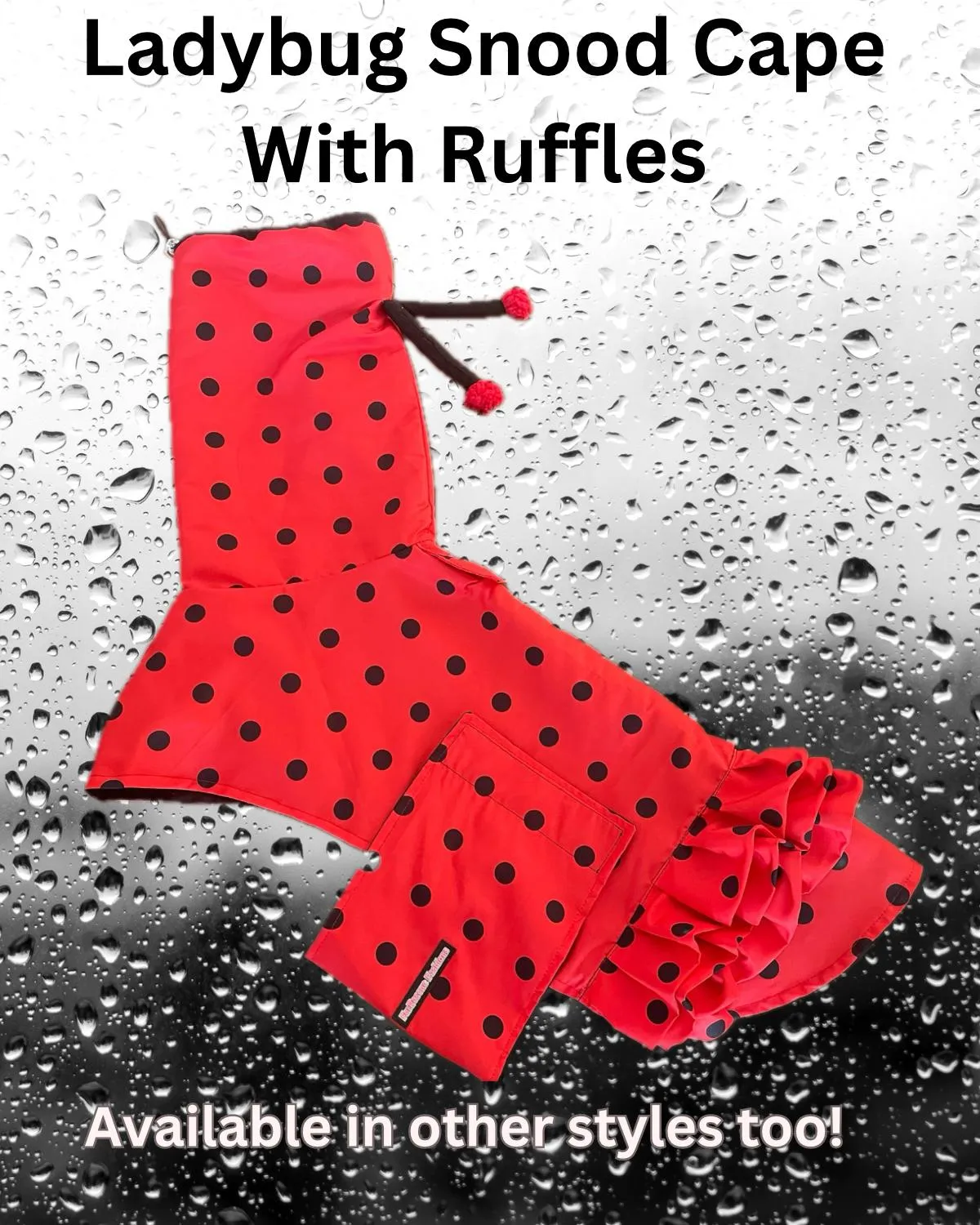 Lady Bug Reversible Rain Jacket Or Cape with Ruffles