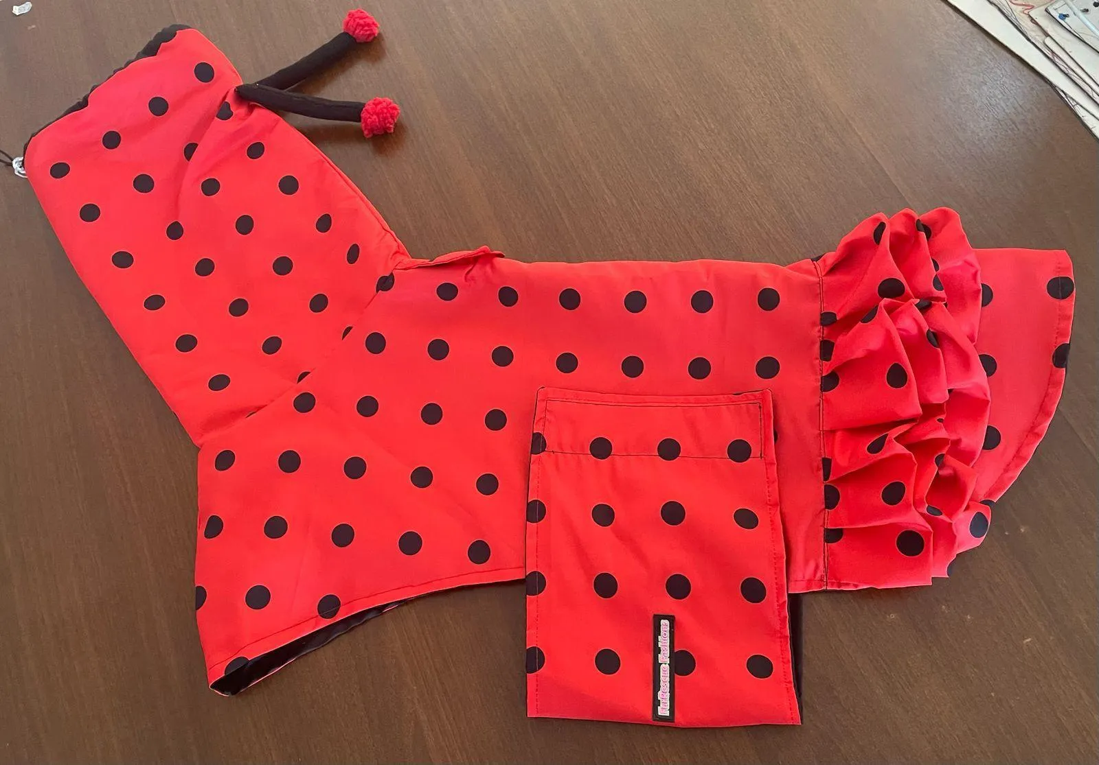 Lady Bug Reversible Rain Jacket Or Cape with Ruffles