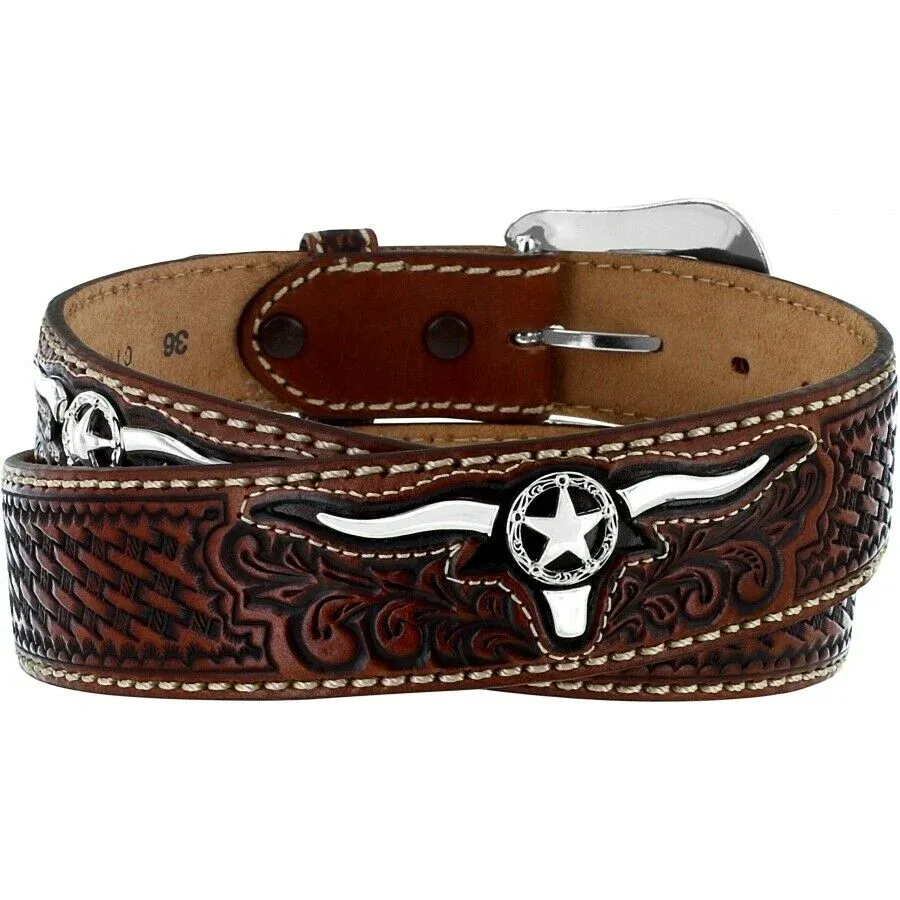 Leegin Justin Men's Brown Trophy Bull Western Belt