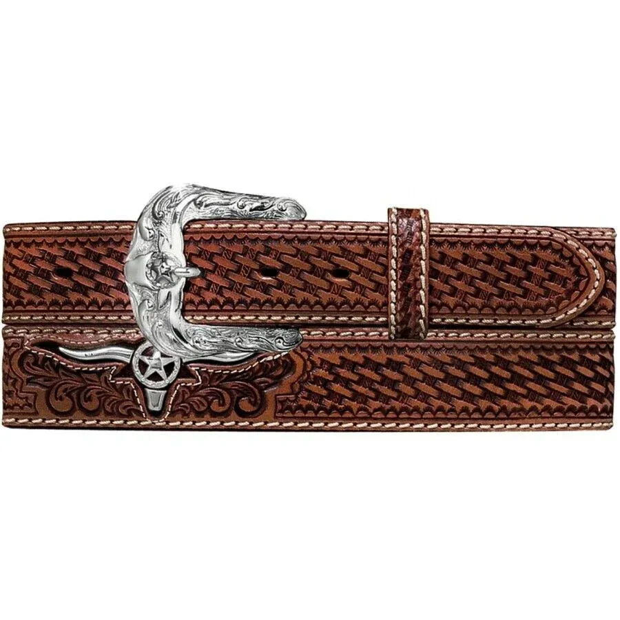 Leegin Justin Men's Brown Trophy Bull Western Belt