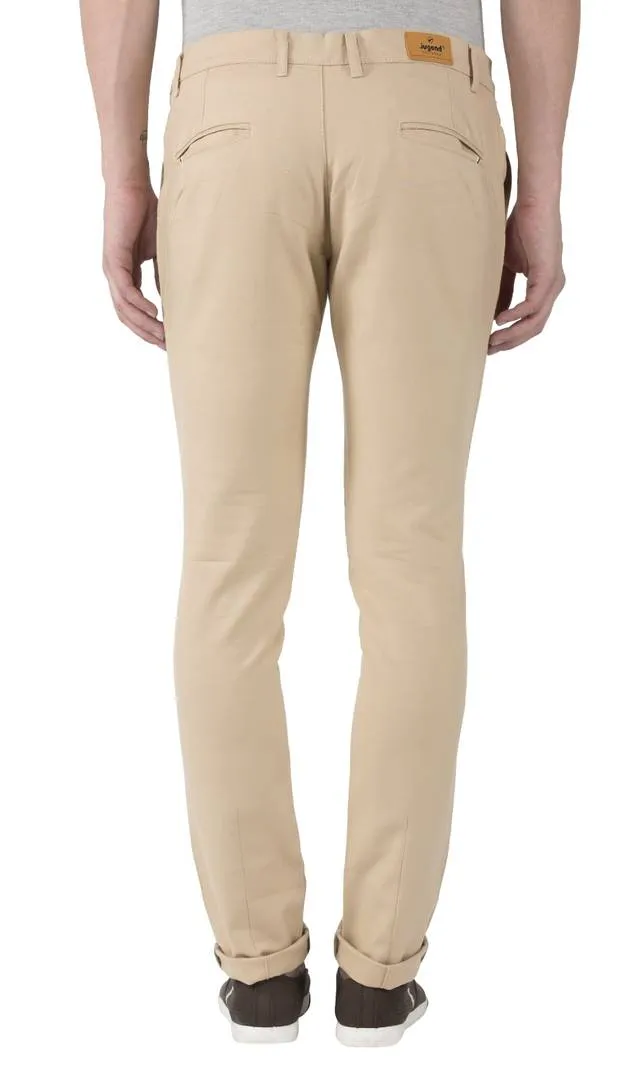 Light Brown Stretchable Slim Fit Trousers For Men