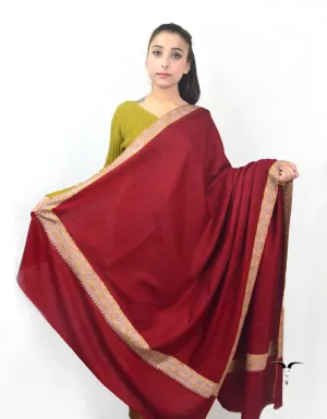 Maroon Pashmina Shawl With Sozni Work 5674