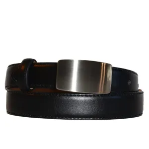 MATEO - Black Genuine Leather Boys Belt with Shield Buckle