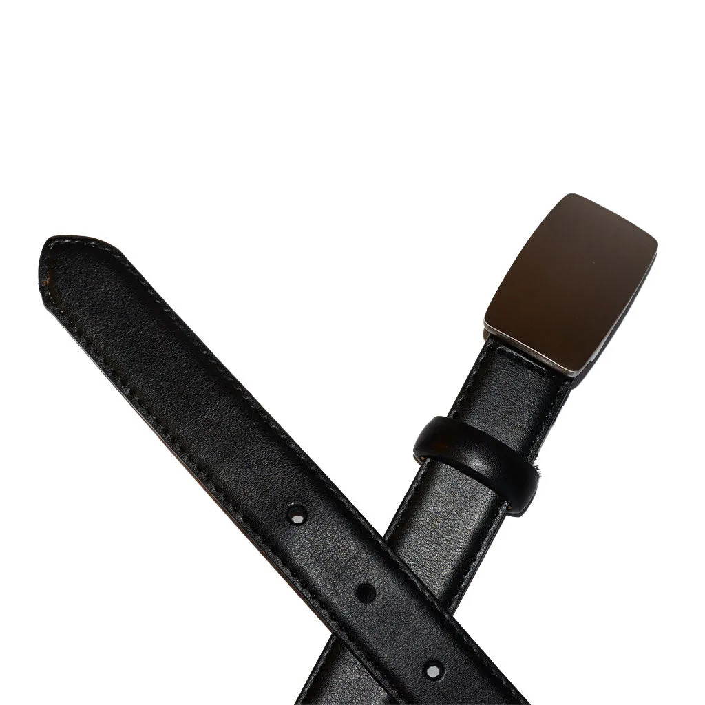 MATEO - Black Genuine Leather Boys Belt with Shield Buckle