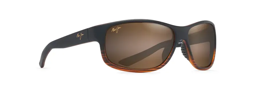 Maui Jim Kaiwi Channel Dark Brown Stripe Frame - HCL Bronze Lens - Polarized Sunglasses