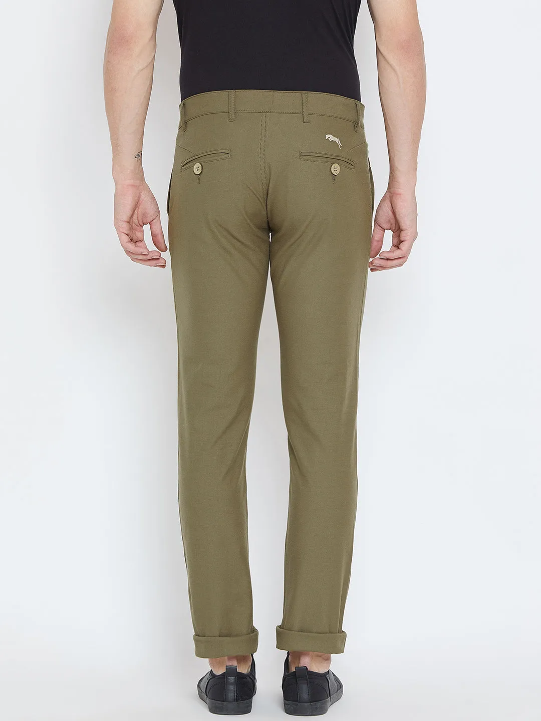 Men Olive Casual Trousers