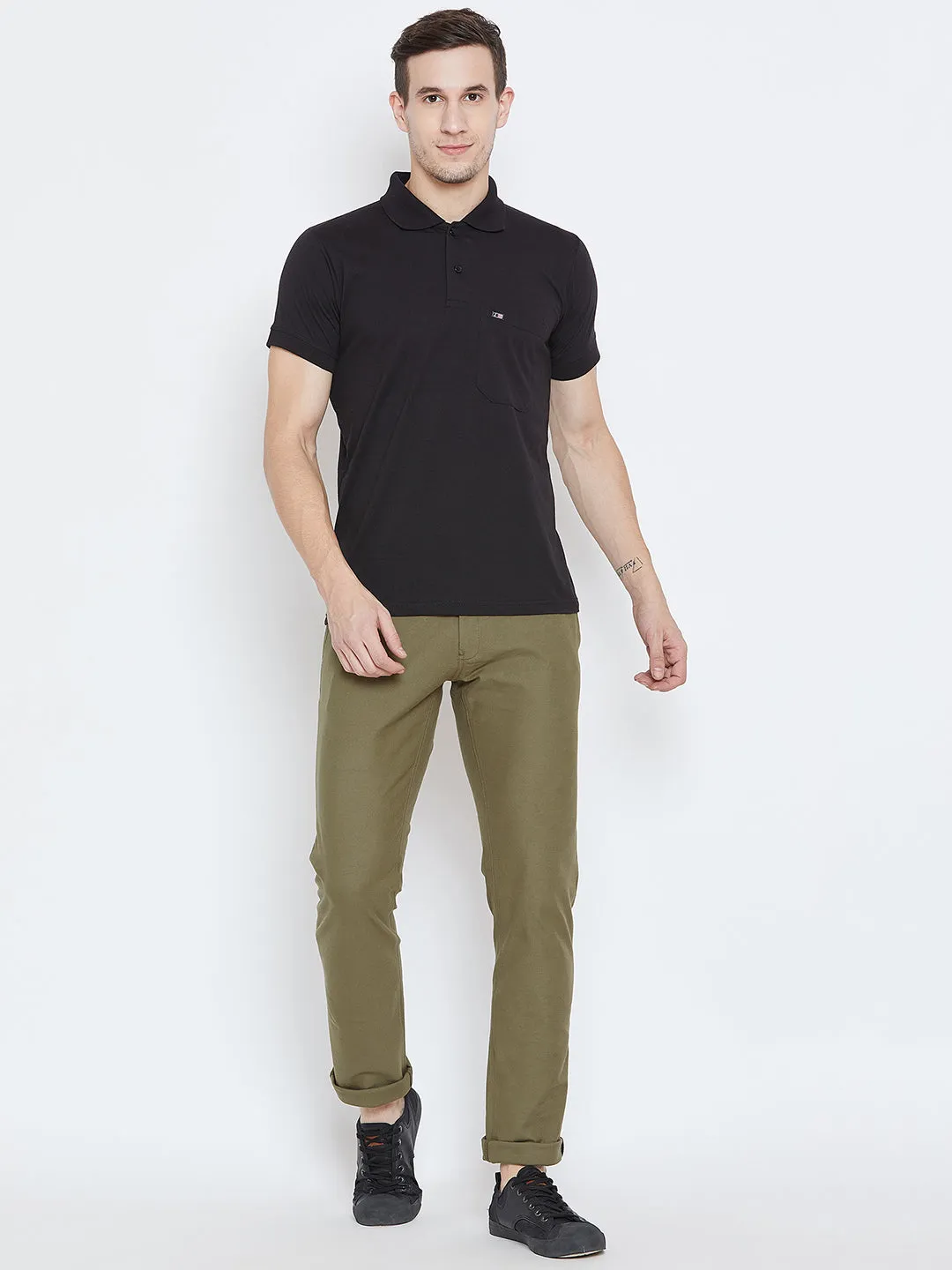 Men Olive Casual Trousers