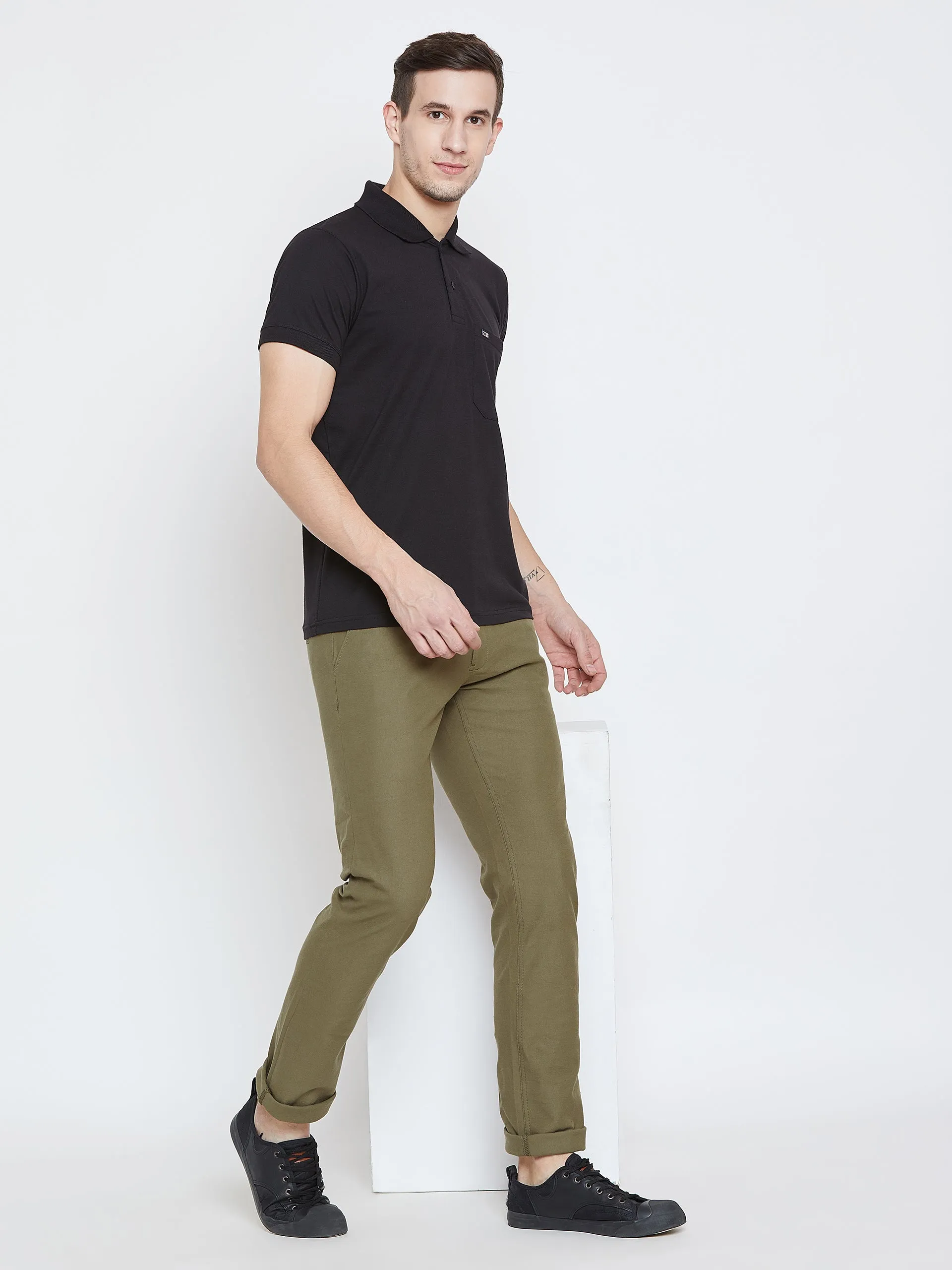 Men Olive Casual Trousers