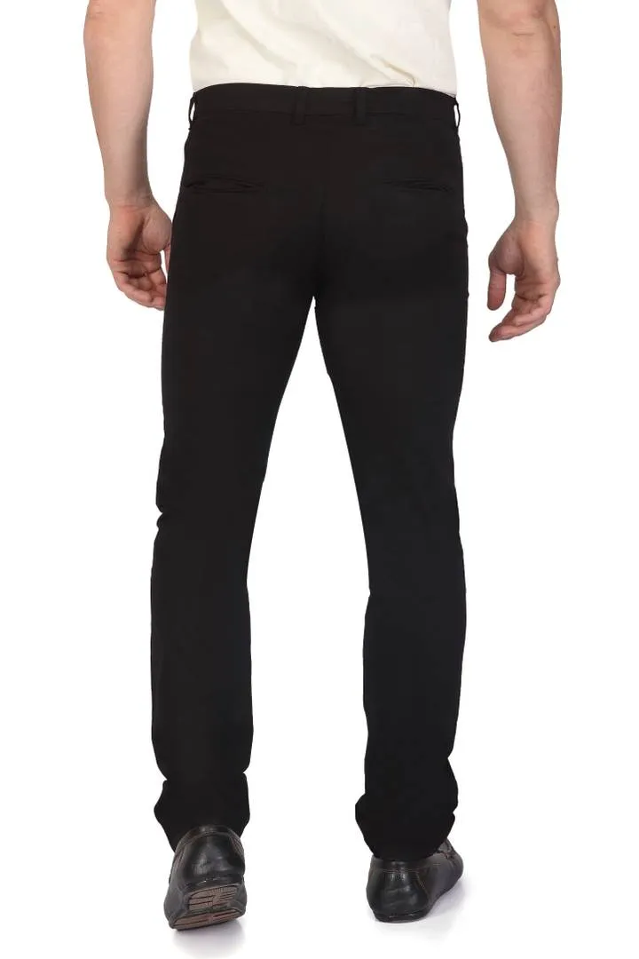 Men's Black Cotton Solid Slim Fit Chinos