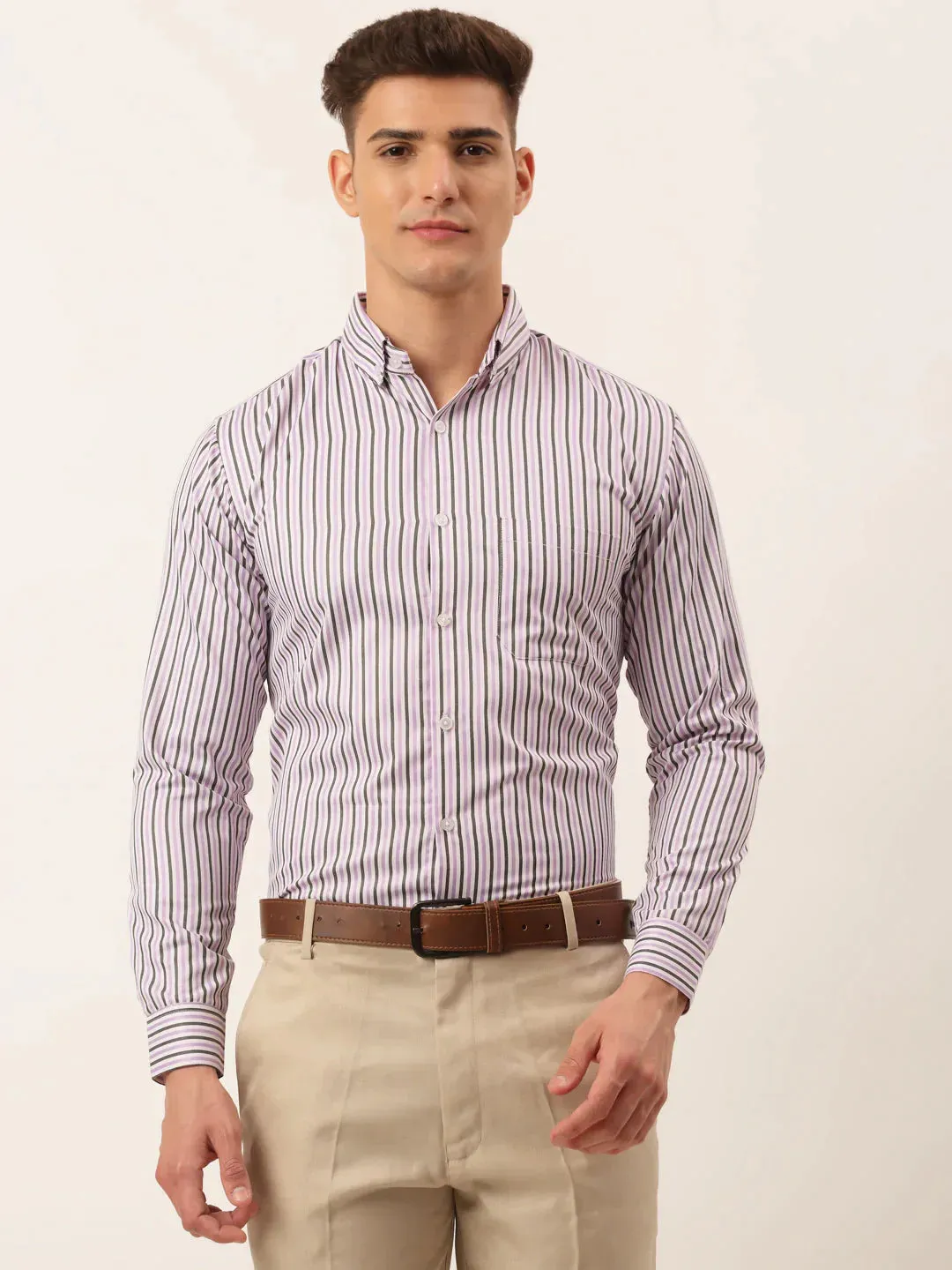 Men'S Cotton Checked Button Down Collar Formal Shirts