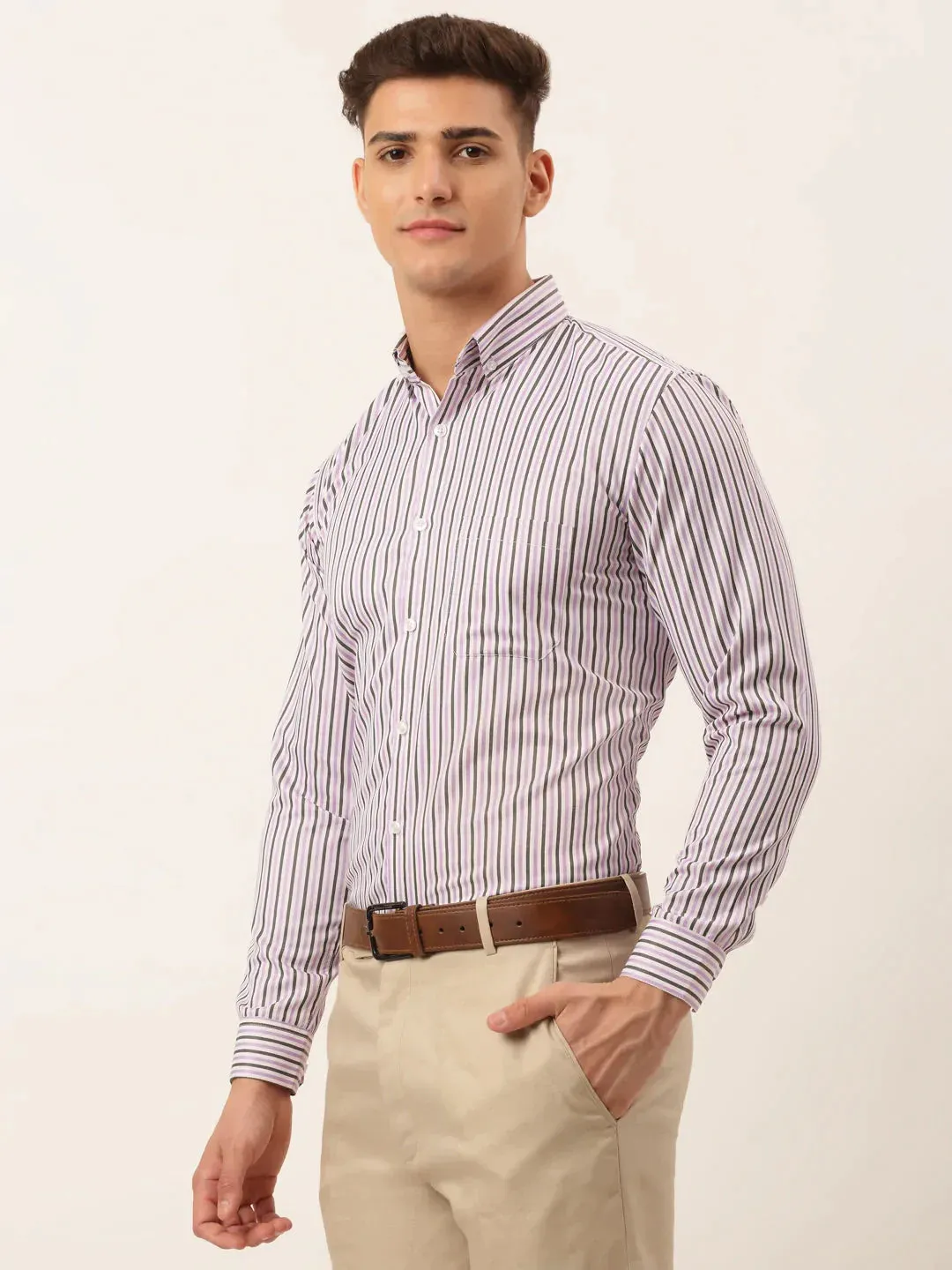 Men'S Cotton Checked Button Down Collar Formal Shirts