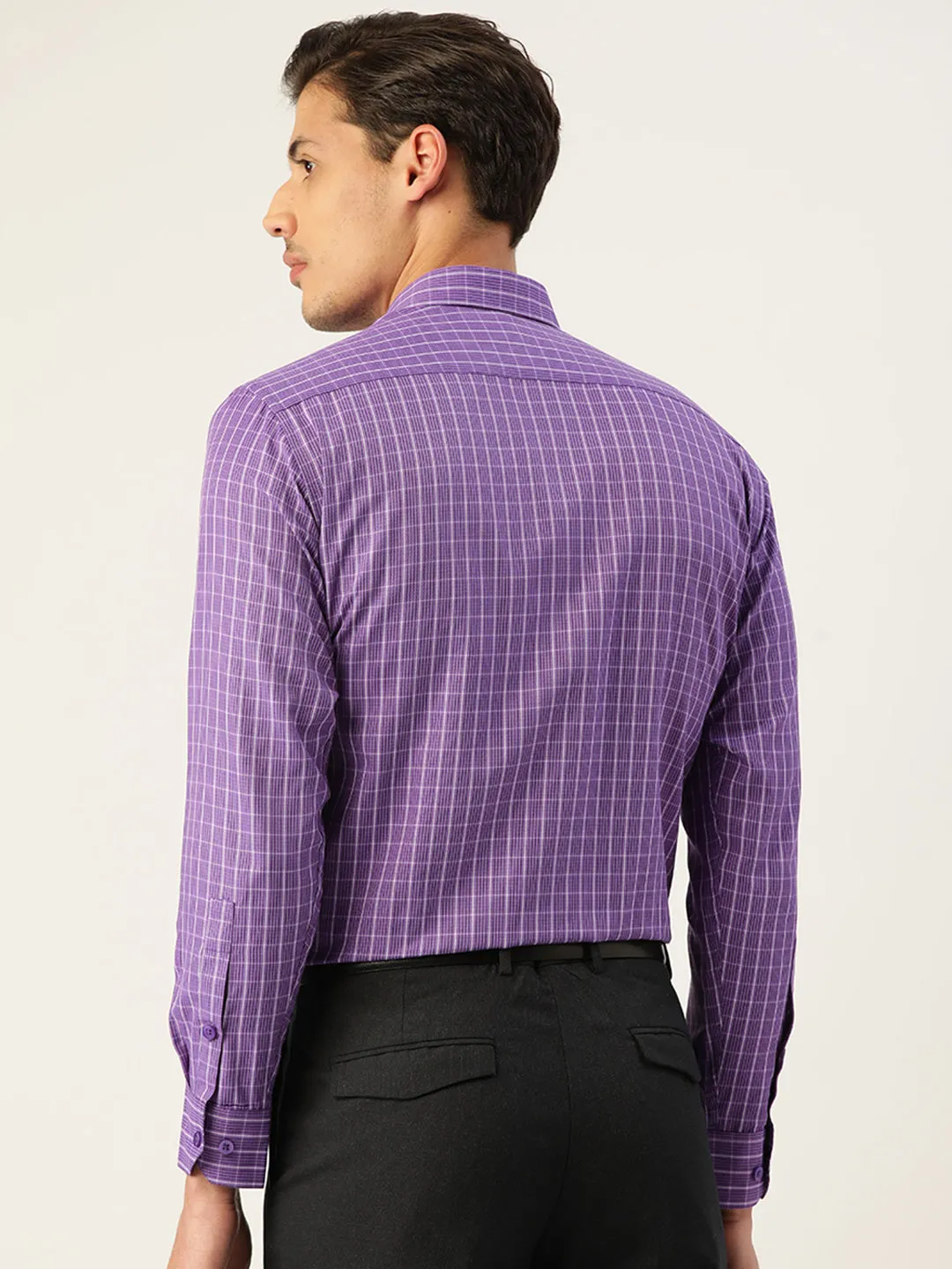 Men's Cotton Checked Formal Shirts ( SF 800Voilet ) - Jainish