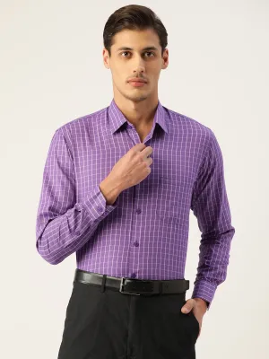 Men's Cotton Checked Formal Shirts ( SF 800Voilet ) - Jainish