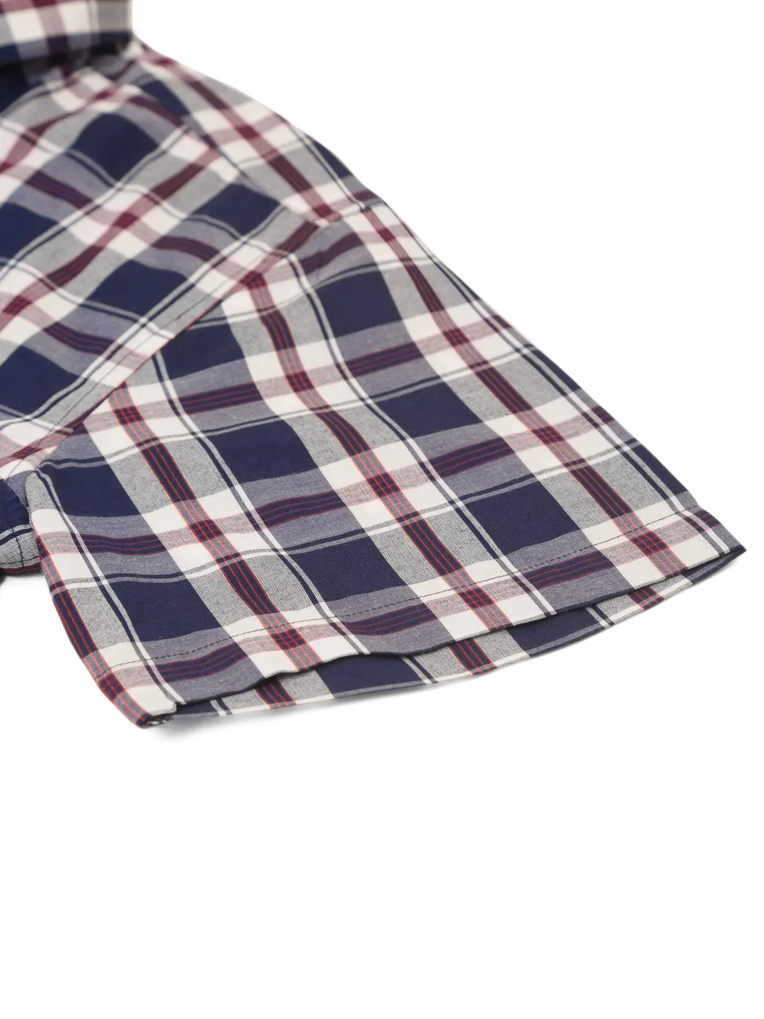 Men's Cotton Checked Half Sleeve Formal Shirts ( SF 808Navy ) - Jainish