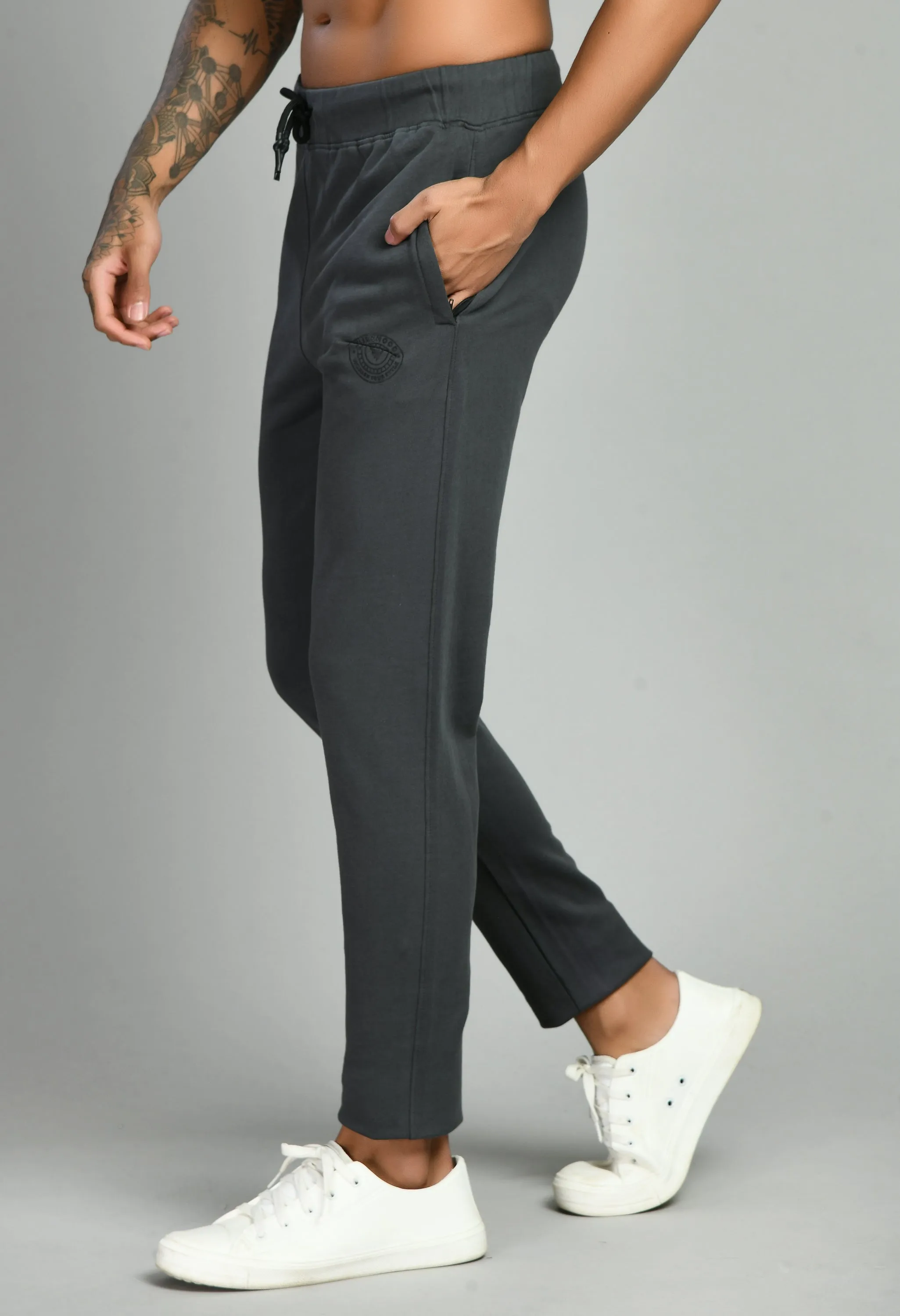 Men's Dark Grey Plain Casual Trouser by Squirehood