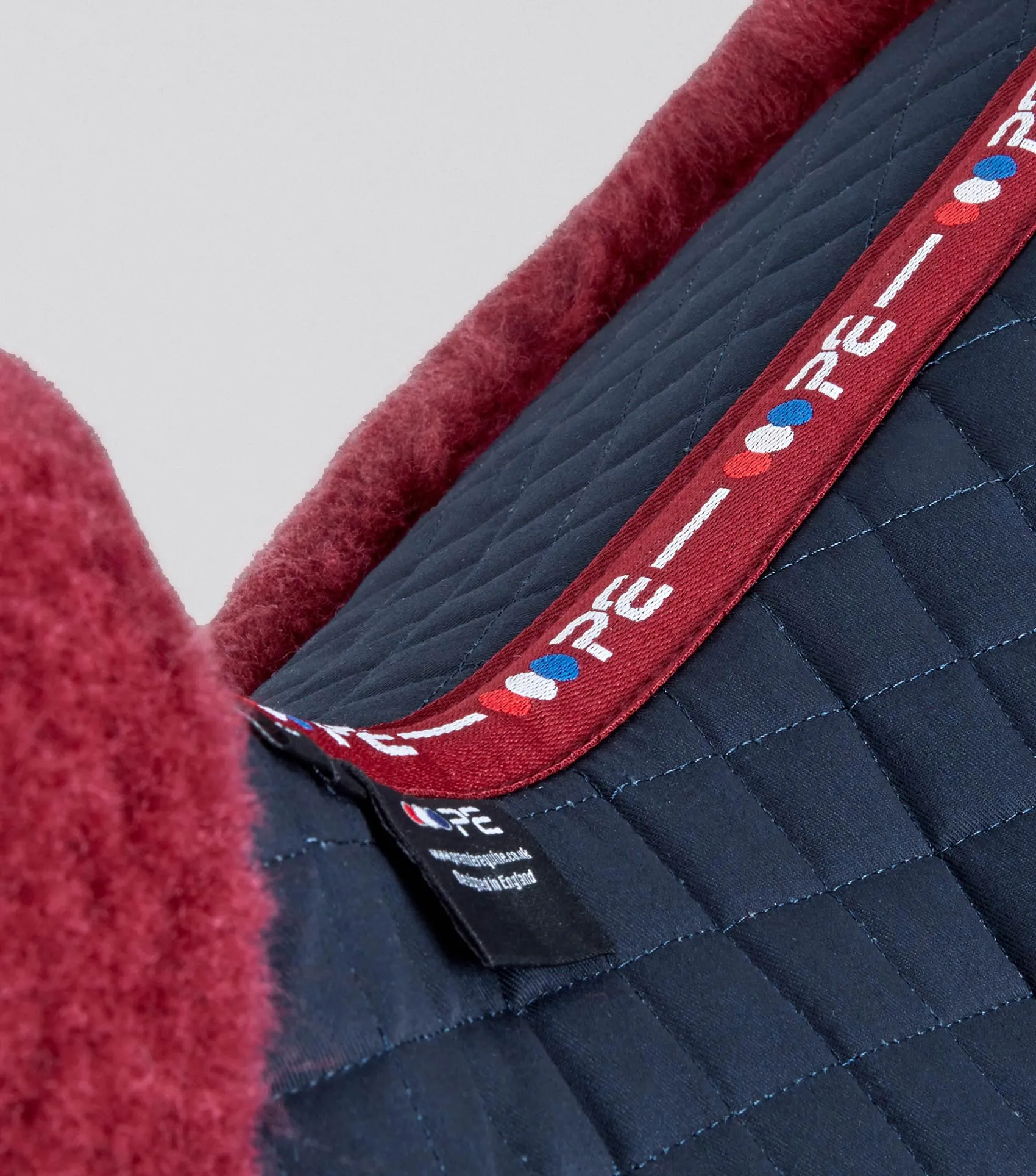 Merino Wool Saddle Pad - GP/Jump Numnah Navy/Burgundy Wool