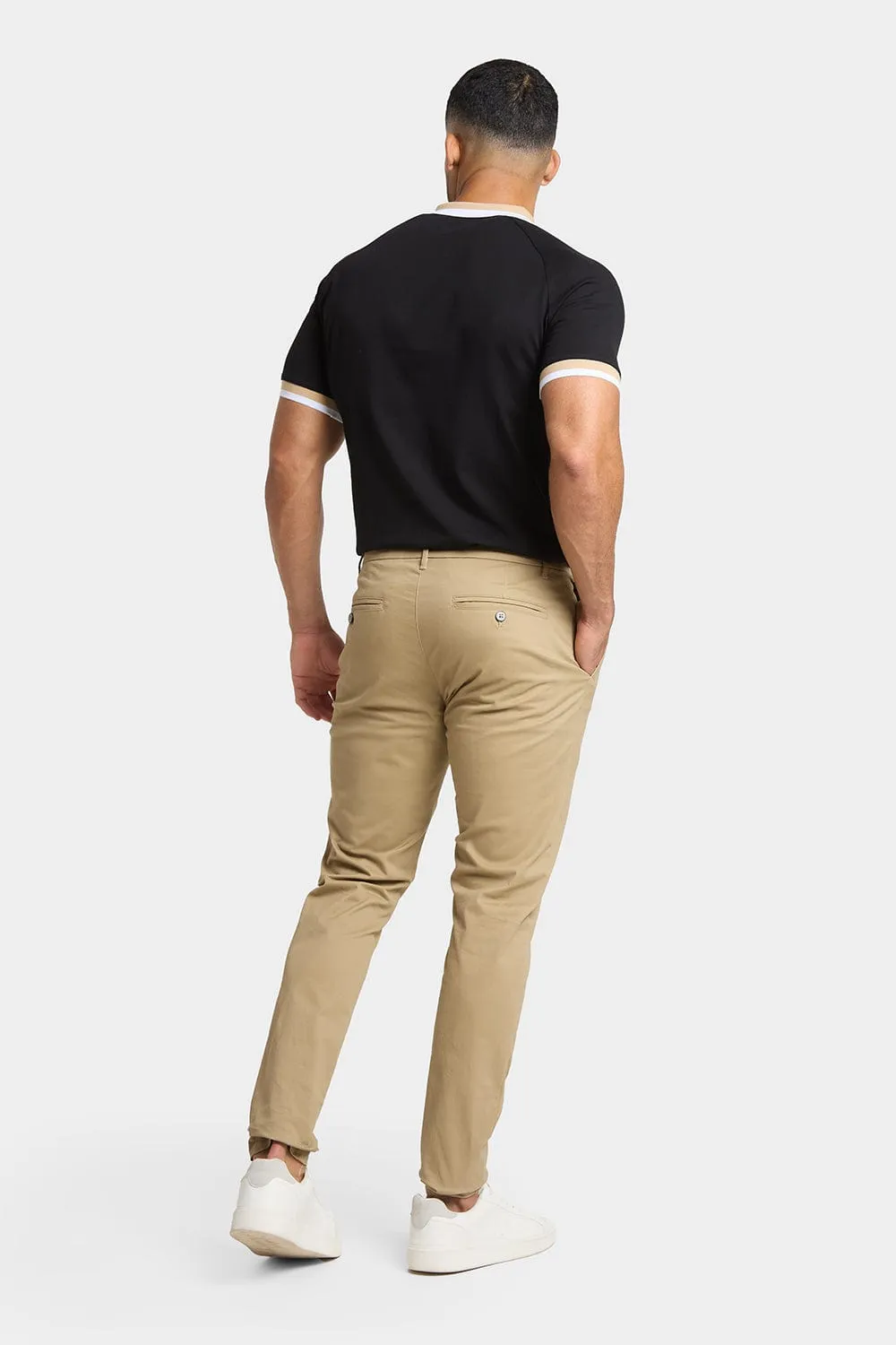 Muscle Fit Cotton Stretch Chino Trouser in Dark Stone