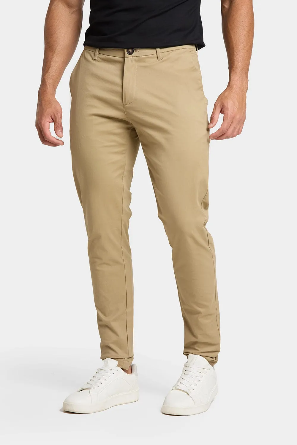 Muscle Fit Cotton Stretch Chino Trouser in Dark Stone