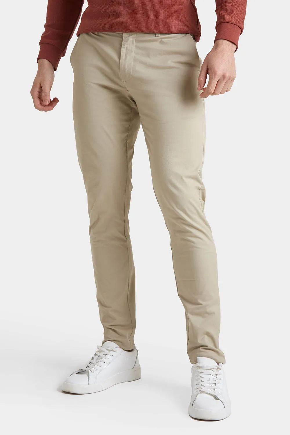 Muscle Fit Cotton Stretch Chino Trouser in Stone