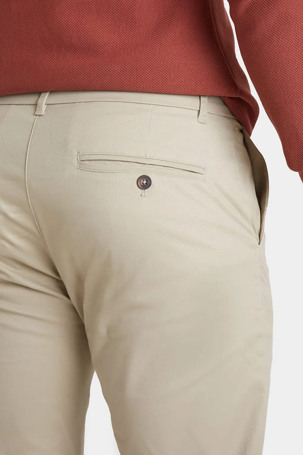 Muscle Fit Cotton Stretch Chino Trouser in Stone