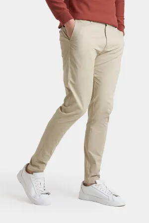 Muscle Fit Cotton Stretch Chino Trouser in Stone