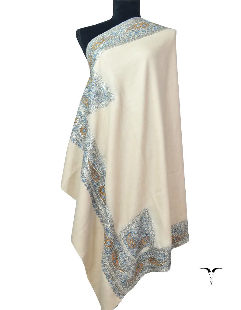 Natural Pashmina Shawl In Tilla & Sozni 5930