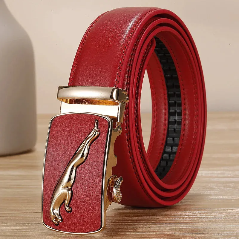 New Men's Belt Fashion Alloy Automatic Buckle Genuine Leather Belt Business Casual Men's Belts Luxury High Quality Waistband