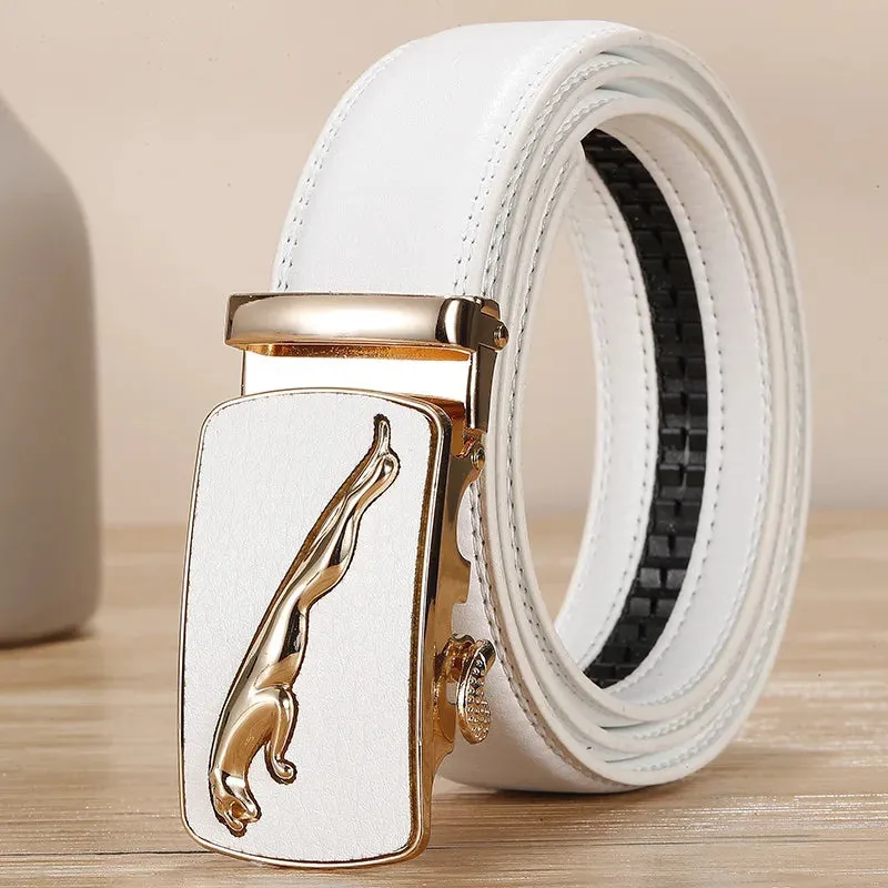 New Men's Belt Fashion Alloy Automatic Buckle Genuine Leather Belt Business Casual Men's Belts Luxury High Quality Waistband