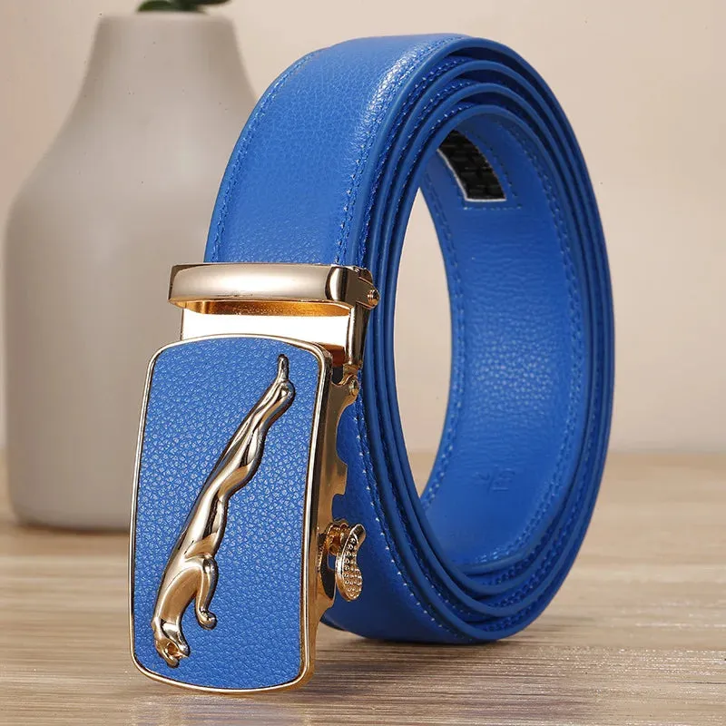 New Men's Belt Fashion Alloy Automatic Buckle Genuine Leather Belt Business Casual Men's Belts Luxury High Quality Waistband