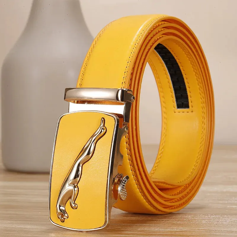 New Men's Belt Fashion Alloy Automatic Buckle Genuine Leather Belt Business Casual Men's Belts Luxury High Quality Waistband