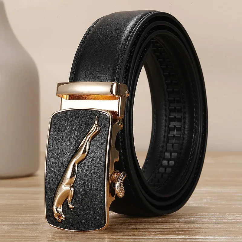 New Men's Belt Fashion Alloy Automatic Buckle Genuine Leather Belt Business Casual Men's Belts Luxury High Quality Waistband