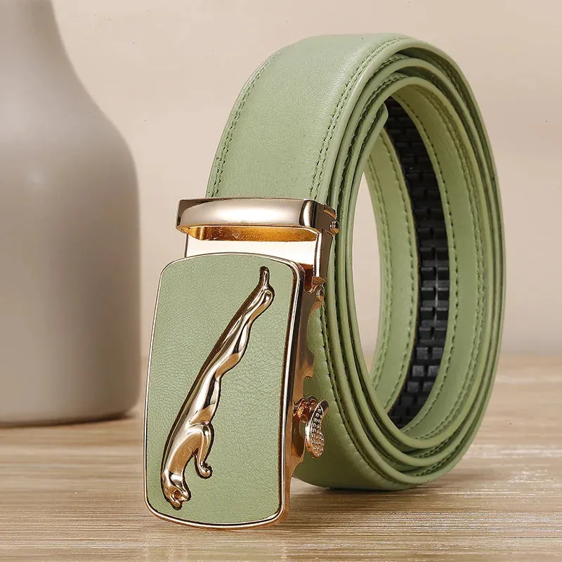 New Men's Belt Fashion Alloy Automatic Buckle Genuine Leather Belt Business Casual Men's Belts Luxury High Quality Waistband