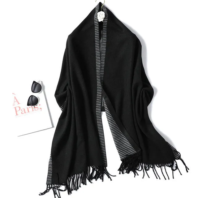 New Winter Scarf For Women Fashion Striped Cashmere Shawls