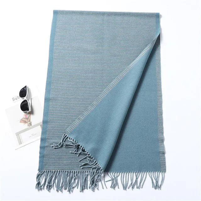 New Winter Scarf For Women Fashion Striped Cashmere Shawls