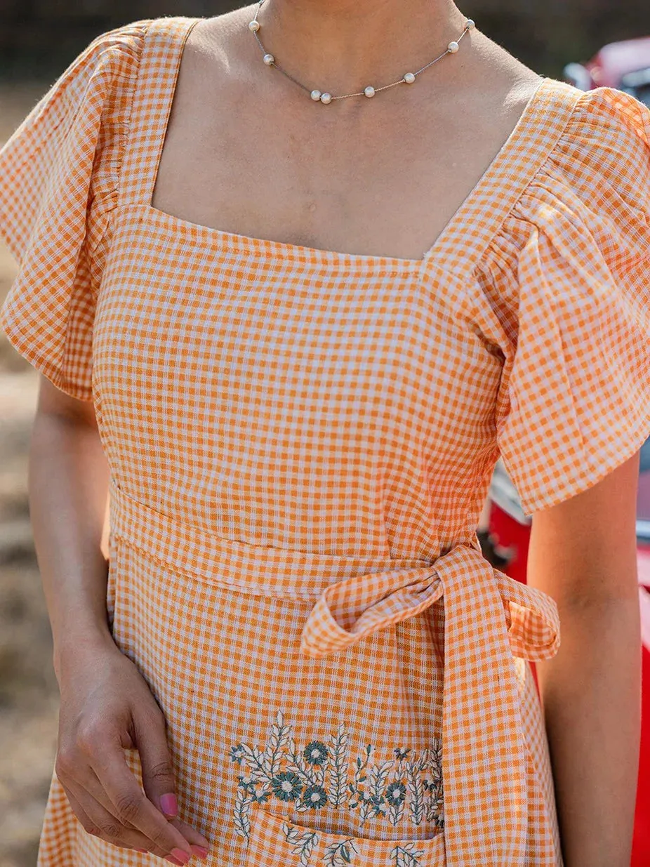 Orange Checked Dress