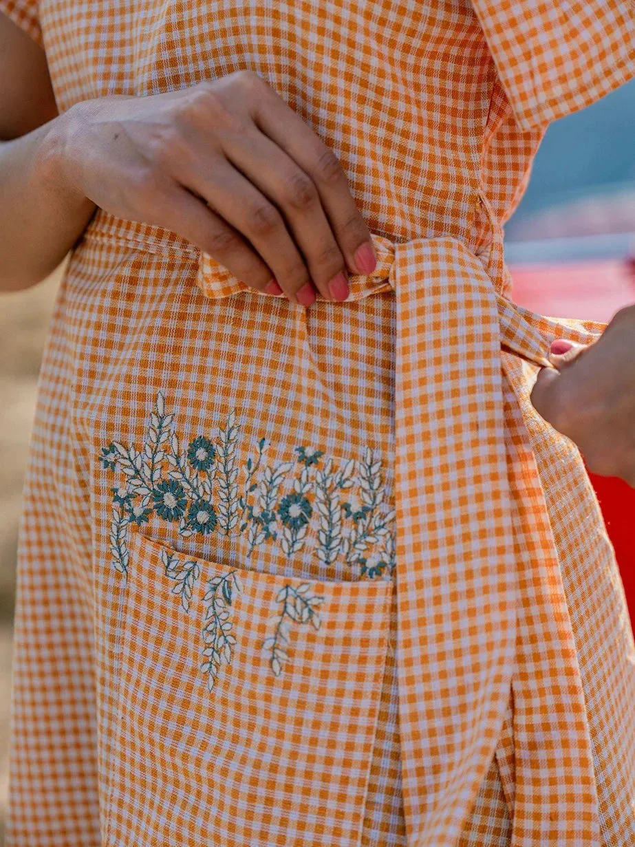 Orange Checked Dress